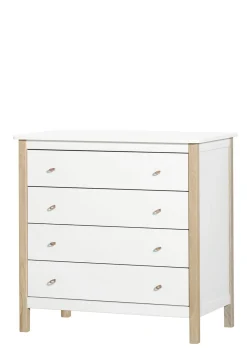 Kommode 'Wood' 4 Schubladen weiß/Eiche