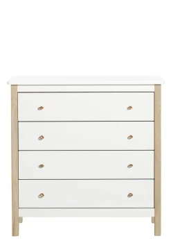Kommode 'Wood' 4 Schubladen weiß/Eiche