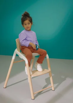 Komplettes Hochstuhl-Set 'Giraffe' neutrales Holz / Weiß