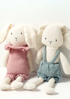 Kuscheltier Musselin Hase Bella Natur-Altrosa