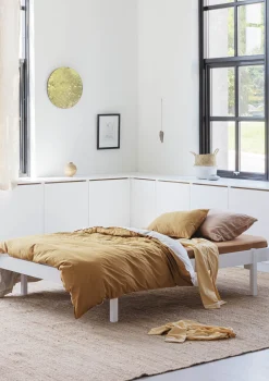 Lounger Bett 'Wood' weiß 200 x 90/120 cm