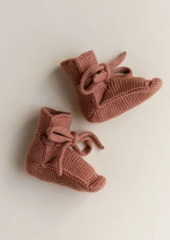 Merino Baby Booties Brick