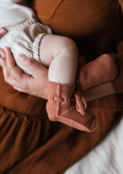 Merino Baby Booties Brick
