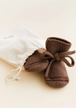 Merino Baby Booties Mocha