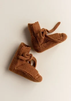 Merino Baby Booties Rust