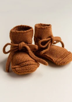 Merino Baby Booties Rust
