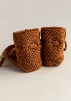 Merino Baby Booties Rust
