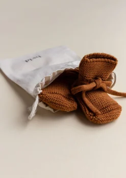 Merino Baby Booties Rust