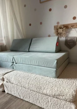 Mini Spielsofa Velours Arktis Blau