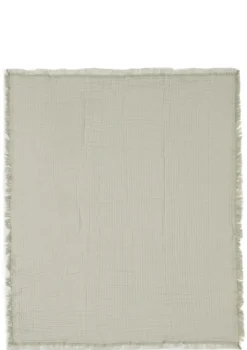 Musselin Decke 'Fringe' Olive Green 120 x 120 cm