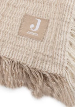 Musselin Decke 'Fringe Stripe' Biscuit 120 x 120 cm