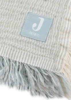 Musselin Decke 'Fringe Stripe' Sea Green 120 x 120 cm