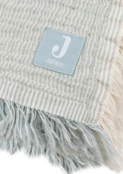 Musselin Decke Wiege 'Fringe Stripe' Sea Green 100 x 75 cm