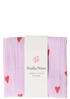 Musselin Mulltuch 'Swaddle Print Medium' Purple Hearts 70 x 70 cm