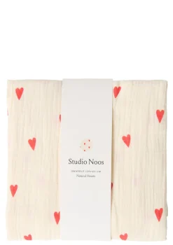 Musselin Mulltuch 'Swaddle Print Large' Beige Hearts 120 x 120 cm