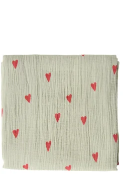 Musselin Mulltuch 'Swaddle Print Large' Green Hearts 120 x 120 cm
