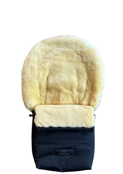 Premium Lammfell-Fußsack für Babywanne & Kinderautositz midnight black