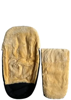 Premium Lammfell-Fußsack midnight black