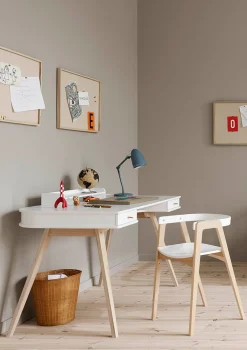 Schreibtisch 66 cm & Armlehnstuhl 'Wood' Weiß/Eiche