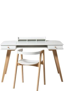 Schreibtisch 66 cm & Armlehnstuhl 'Wood' Weiß/Eiche