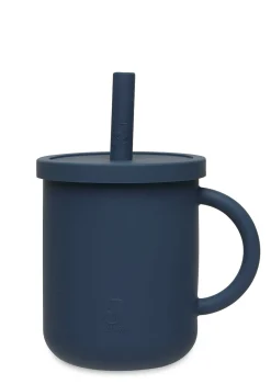 Silikon Becher mit Trinkhalm Jeans Blue