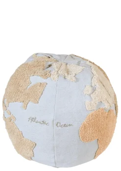 Sitzpouf 'World Map' Natural / Blue