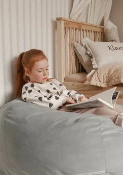 Sitzsack Velours Mond Grau