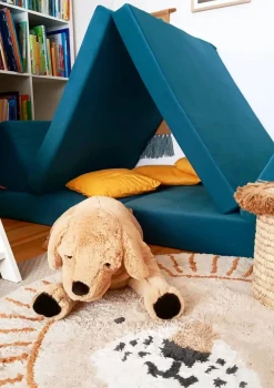Spielsofa Velours Dino Türkis