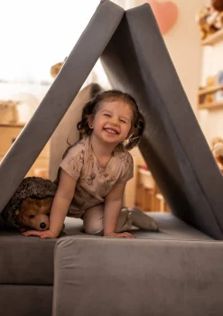 Spielsofa Velours Elefant Grau