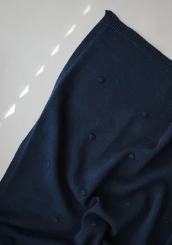 Strick-Babydecke 'Dots Dark Navy'