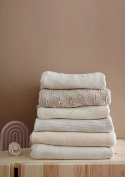 Strick-Babydecke 'Dots Off-White Melange'