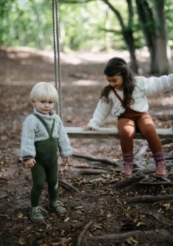 Strumpfhose mit Trägern mit Fuß olive