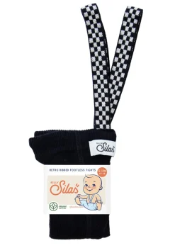 Strumpfhose mit Trägern ohne Fuß black checked