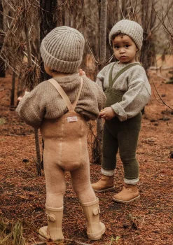 Teddy-Strumpfhose mit Trägern mit Fuß light brown