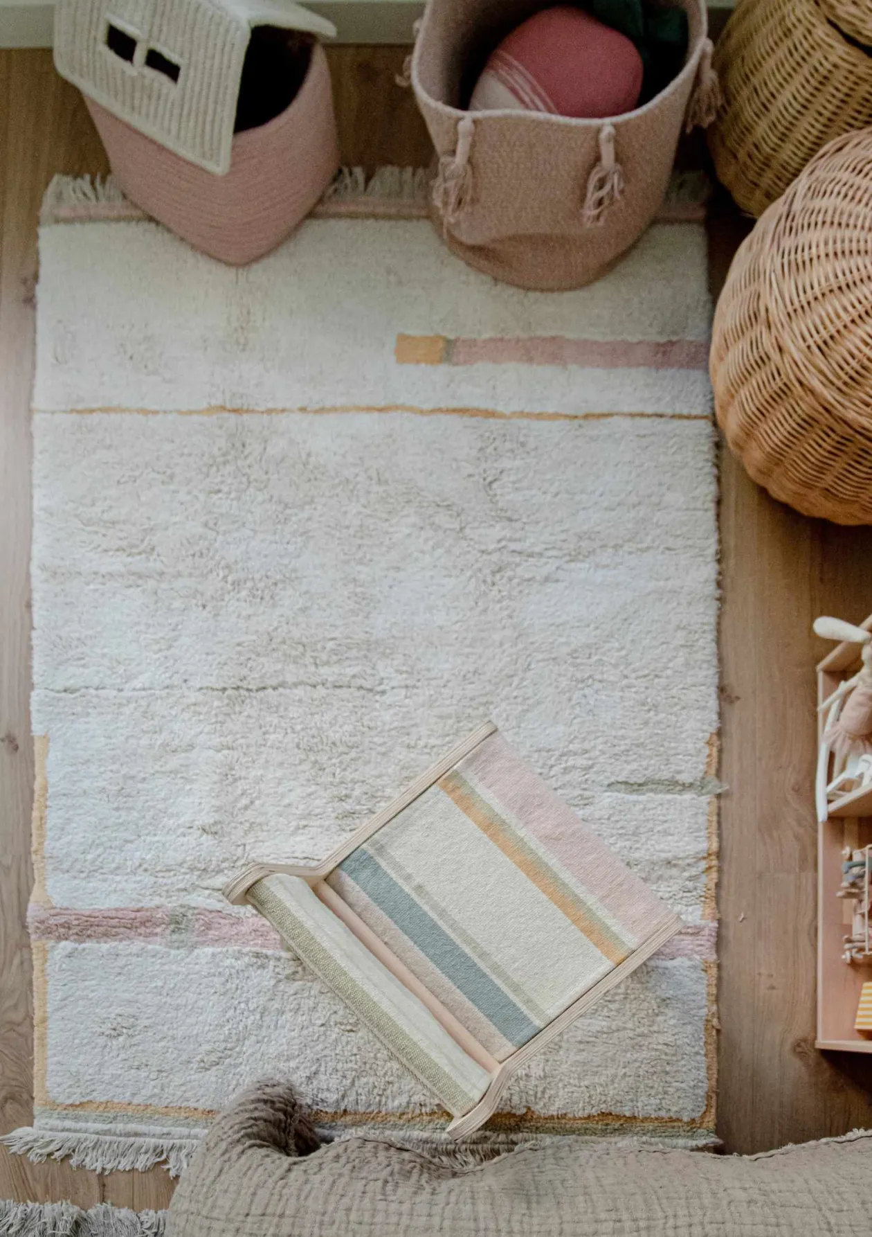 Teppich 'Lanes Vintage' Nude waschbar 130 x 90 cm