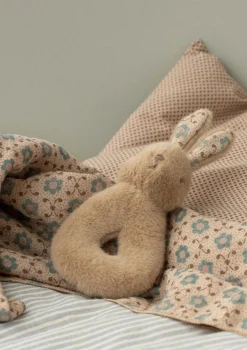 2-tlg. Rassel Set 'Kaninchen' creme pfirsich