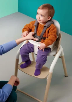 Ultimatives Hochstuhl-Set 'Giraffe' neutrales Holz / Weiß