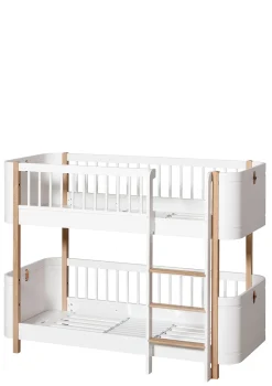 Umbauset für 'Wood Mini+' Babybett inkl. Junior-Erweiterung zum halbhohen Etagenbett Weiß / Eiche