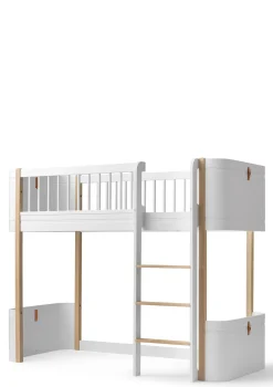 Umbauset für 'Wood Mini+' Babybett inkl. Junior-Erweiterung zum halbhohen Hochbett Weiß / Eiche