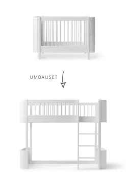 Umbauset für 'Wood Mini+' Babybett inkl. Junior-Erweiterung zum halbhohen Hochbett Weiß