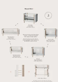 Umbauset für 'Wood Mini+' Babybett inkl. Junior-Erweiterung zum halbhohen Hochbett Weiß