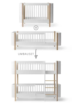 Umbauset für 'Wood Mini+' Baby- und Juniorbett zum halbhohen Etagenbett Weiß / Eiche