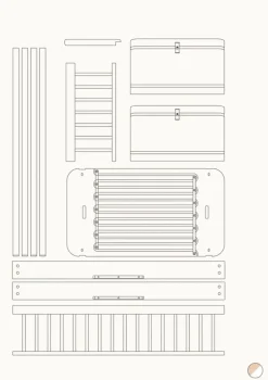 Umbauset für 'Wood Mini+' halbhohes Hochbett zum halbhohen Etagenbett Weiß / Eiche