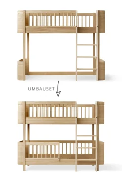 Umbauset für 'Wood Mini+' halbhohes Hochbett zum halbhohen Etagenbett Eiche