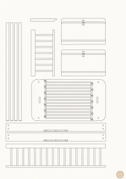 Umbauset für 'Wood Mini+' halbhohes Hochbett zum halbhohen Etagenbett Eiche