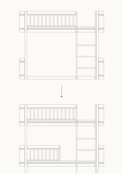 Umbauset für 'Wood Mini+' halbhohes Hochbett zum halbhohen Etagenbett Eiche