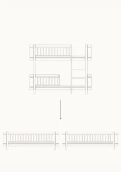 Umbauset für 'Wood Mini+' halbhohes Etagenbett zu zwei Juniorbetten Eiche