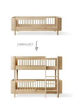 Umbauset für 'Wood Mini+' Juniorbett zum halbhohen Etagenbett Eiche