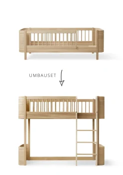 Umbauset für 'Wood Mini+' Juniorbett zum halbhohen Hochbett Eiche