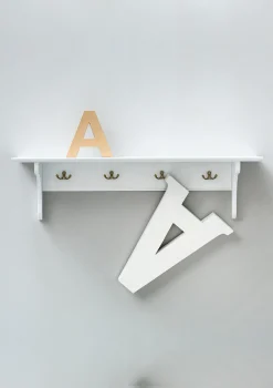 Wandregal 'Seaside' groß mit Haken weiß